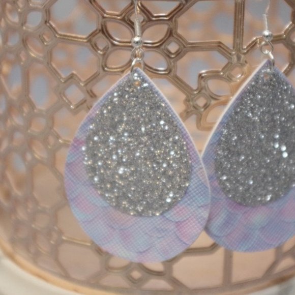 Purple Mermaid Teardrop Earrings - Picture 3 of 3